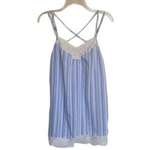 Striped Babydoll Blue White Nightie Slip Dress S/M